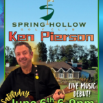 Poster for Summer Music Series at Spring Hollow Golf Club featuring Ken Pierson; event date June 6, 6–9 pm, with reservations info included